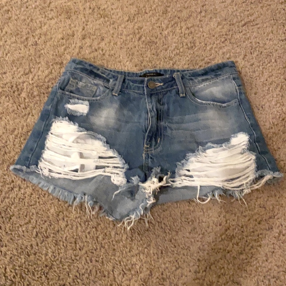 Ripped jean shorts